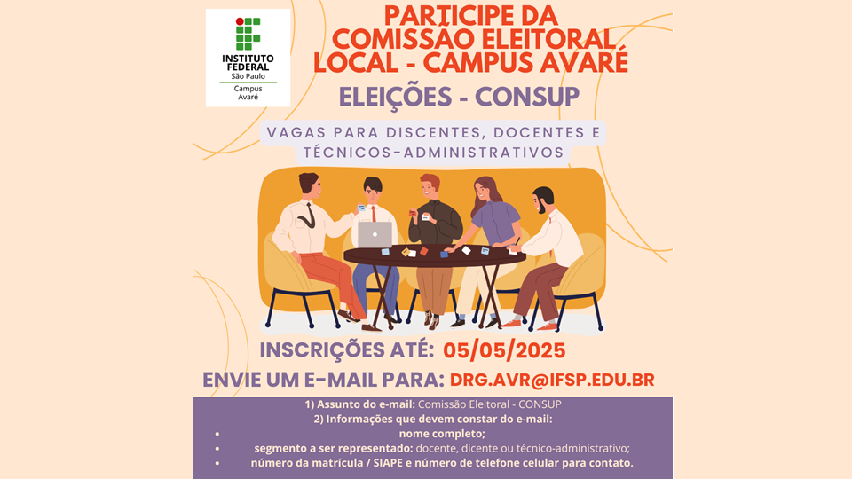 Inscrições abertas para Comissão eleitoral local - CONSUP