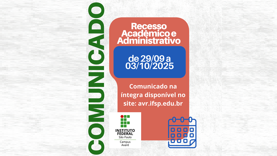 Comunicado - Recesso acadêmico e administrativo de 29/09 a 03/10/2025